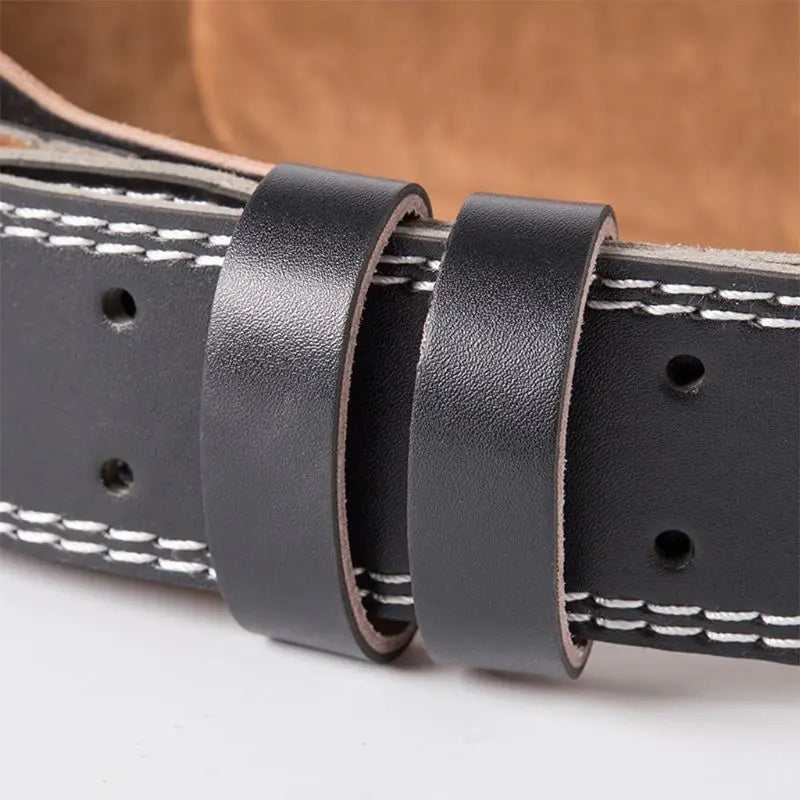 Men Women Faux Leather Weight Lifting Belt Double Prong Power Waistband Gym Bodybuilding Workout Lower Back Lumbar Support