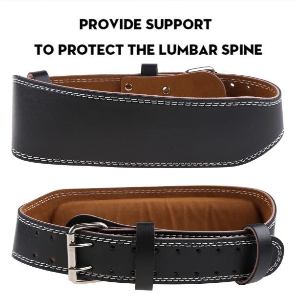 Men Women Faux Leather Weight Lifting Belt Double Prong Power Waistband Gym Bodybuilding Workout Lower Back Lumbar Support